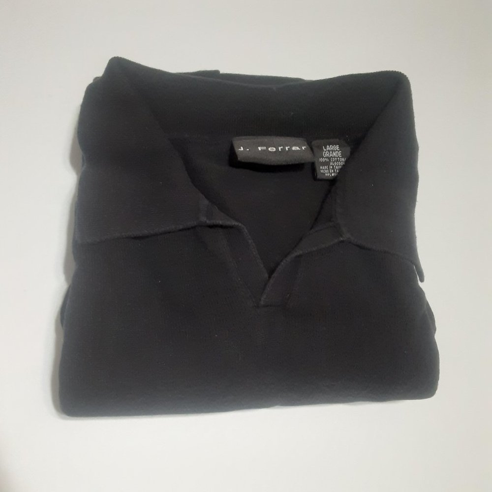 5/$20 J Ferrar Men's Black Striped Polo Shirt in Size L